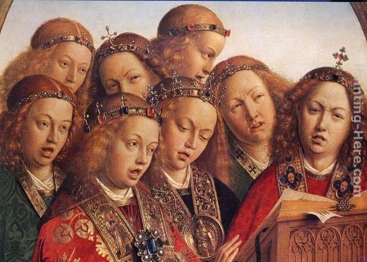 Jan van Eyck The Ghent Altarpiece Singing Angels [detail]